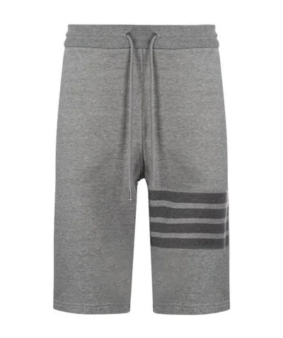 Thom Browne Tonal 4-bar Loopback Track Shorts In Gray