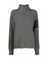 Thom Browne Tonal 4-bar Roll Neck Jumper In Black
