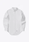 Thom Browne Tonal 4-bar Stripes Long-sleeved Shirt In White