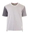 Thom Browne Contrast Sleeve Crewneck Cotton Ringer T-shirt In White