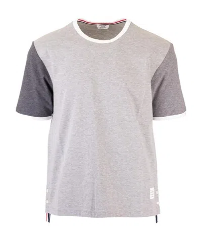 Thom Browne Tonal Short-sleeve Cotton Ringer T-shirt In White