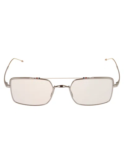Thom Browne Top Bar Detail Square Glasses In Slv