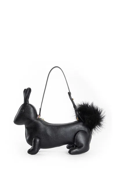Thom Browne Squirrel-motif Zipped Shoulder Bag In Black