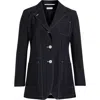 Thom Browne Topstitched Longline Blazer In Navy