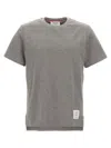 Thom Browne Light Grey Stripe-detail Cotton T-shirt In Gray