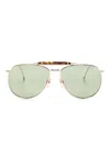Thom Browne Tortoiseshell-detailed Pilot-frame Sunglasses In 金色