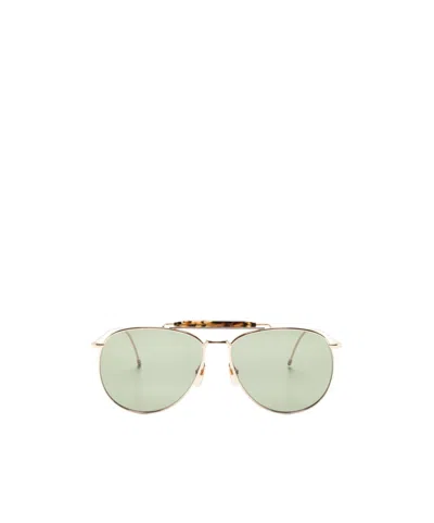 Thom Browne Tortoiseshell-detailed Pilot-frame Sunglasses In Green