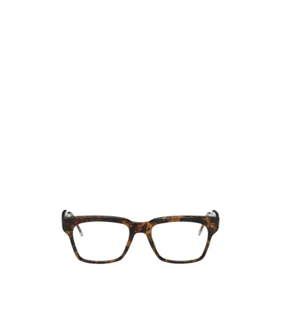 Thom Browne Tortoiseshell Logo Square Mirror In Black