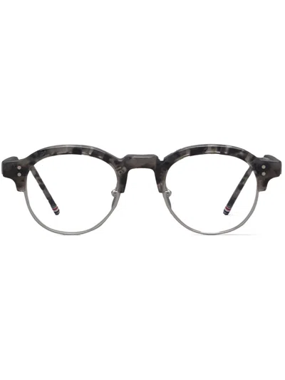 Thom Browne Tortoiseshell Oval-frame Glasses In Grey