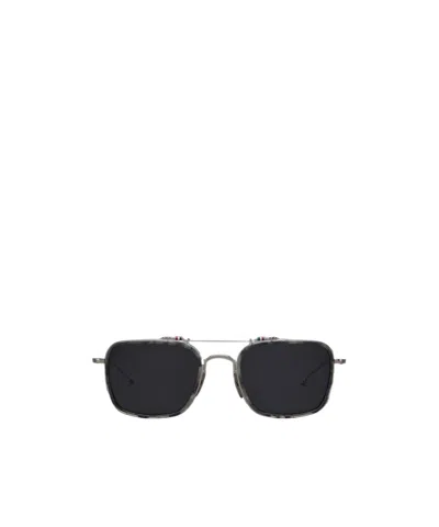 Thom Browne Tortoiseshell Rectangular-frame Sunglasses In Black