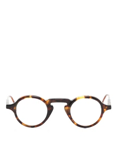 Thom Browne Tortoiseshell Round-frame Glasses In 215 Med Brown