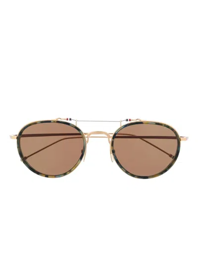 Thom Browne Tortoiseshell Round-frame Sunglasses In Blue