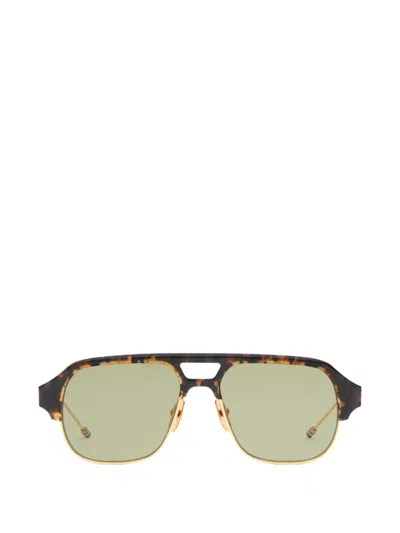 Thom Browne Tortoiseshell-effect Pilot Sunglasses In Brown