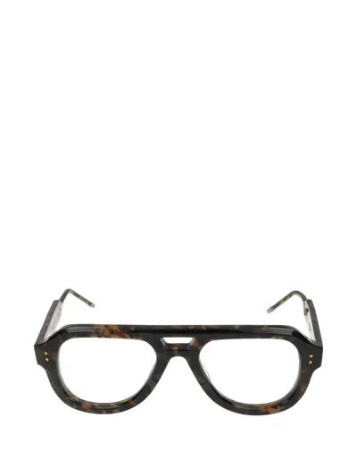 Thom Browne Tortoiseshell-effect Pilot-frame Glasses In Brown