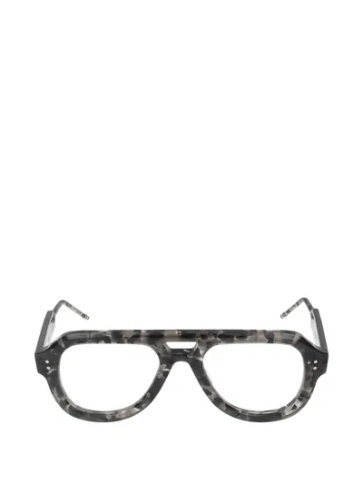 Thom Browne Tortoiseshell-effect Pilot-frame Glasses In Gray