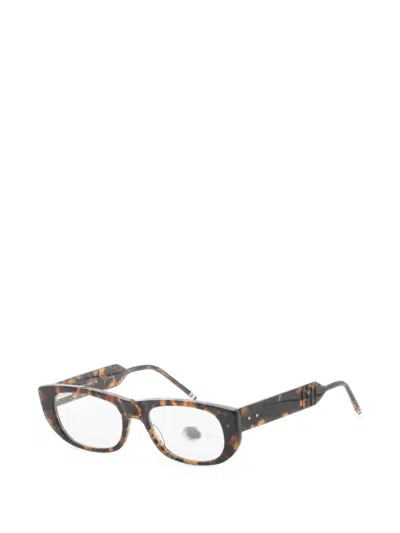 Thom Browne Tortoiseshell-effect Rectangle-frame Glasses In Brown
