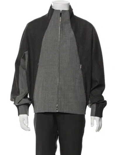 Pre-owned Thom Browne Track Colorblock Pattern Bomber Jacket In Gray
