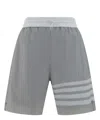 Thom Browne Gray Polyamide Bermuda Shorts In Grey