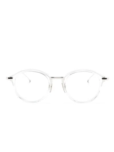 Thom Browne Transparent Round-frame Glasses In 白色