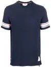 Thom Browne Navy Engineered Rwb Strip Textured Cotton T-shirt In 蓝色