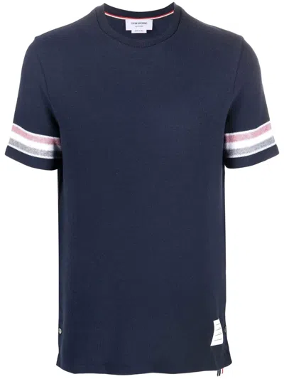 THOM BROWNE TRI-COLOUR STRIPED KNIT T-SHIRT