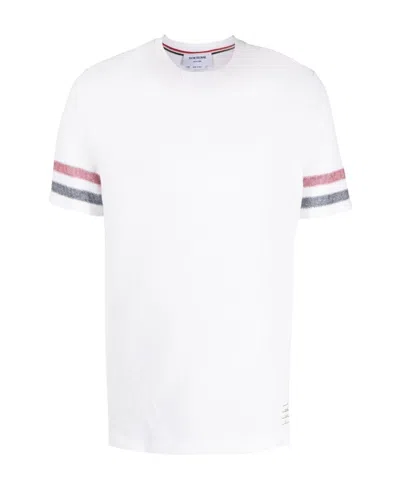 Thom Browne Tri-colour Striped Knit T-shirt In White