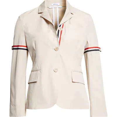Thom Browne Tricolor Armband Relaxed Fit Cotton Sport Coat In Neutral