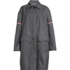 THOM BROWNE THOM BROWNE TRICOLOR ARMBAND WATER RESISTANT WOOL BLEND TWILL COAT