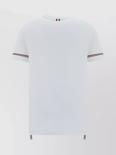 Thom Browne Tricolor Bands Short Sleeve T-shirt In White