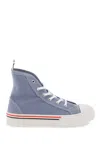THOM BROWNE TRICOLOR CANVAS SNEAKERS WITH TARTAN SOLE FOR MEN IN BLUE