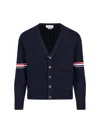 Thom Browne Rib Stitch Wool Cardigan In Blue