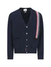 Thom Browne Rwb Stripe Intarsia Cotton Cardigan In Blue