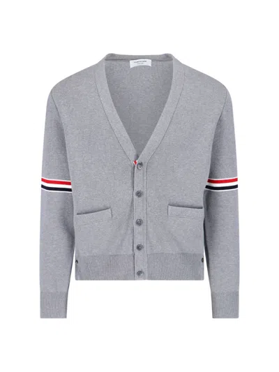 THOM BROWNE TRICOLOR DETAIL CARDIGAN