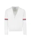 Thom Browne Tri-colour Stripe Sleeve Sweater In White