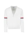 Thom Browne Tri-colour Stripe Sleeve Sweater In White