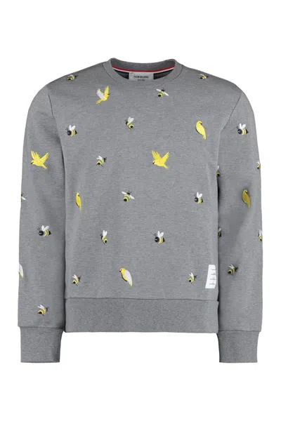 Thom Browne Tricolor Detail Grey Cotton Sweatshirt For Men