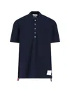 Thom Browne Center Back Rwb-stripe Polo Shirt In Blue