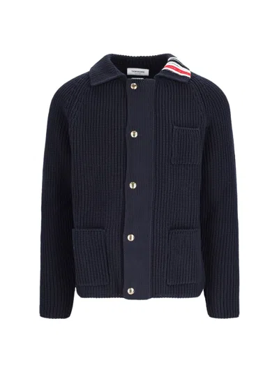 Thom Browne Tricolor Detail Sweater In Blue