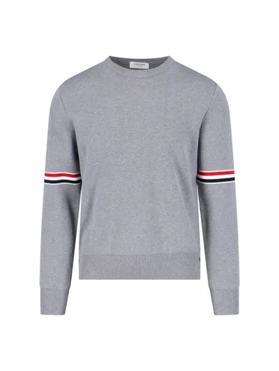 Thom Browne Tricolor Detail Jumper In Grey