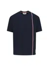 Thom Browne Short-sleeved Crew Neck T-shirt With Vertical Stripe Detail In Animal Print