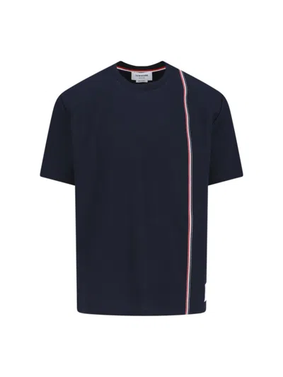 THOM BROWNE TRICOLOR DETAIL T-SHIRT - BLUE