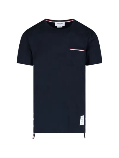 THOM BROWNE THOM BROWNE TRICOLOR DETAIL T-SHIRT – BLUE