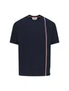 Thom Browne Tricolor Detail T-shirt In Blue
