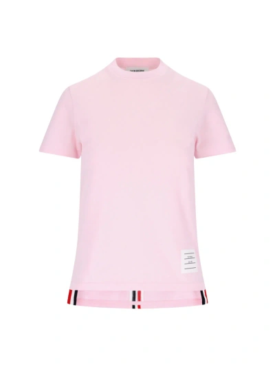 Thom Browne Tricolor Detail T-shirt On The Back In Nude & Neutrals