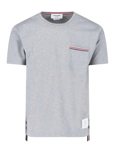 Thom Browne Tricolor Details T-shirt In Grey