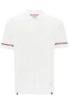 Thom Browne Cotton Polo Shirt With Ribbed Collar And Side Slits In White