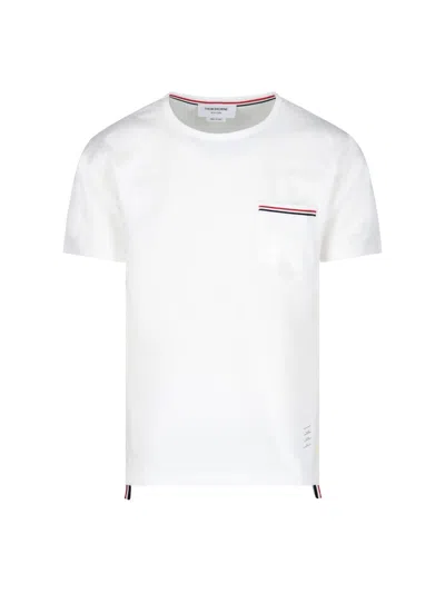 Thom Browne Tricolor Pocket T-shirt In White
