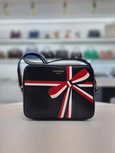 Thom Browne Tri-color Ribbon Printed Cross Camera Bag In Multi