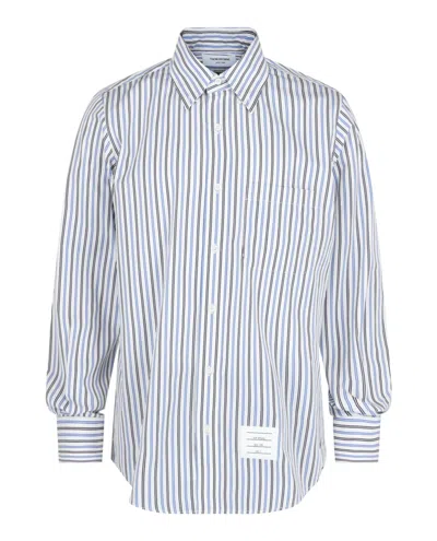 THOM BROWNE TRICOLOR STRIPE POPLIN SHIRT