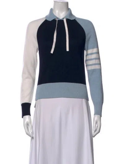 Pre-owned Thom Browne Tricolor Virgin Wool Sweater In White